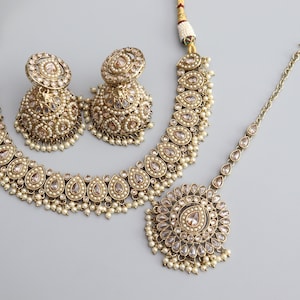 Simi Gold Polki Necklace Kundan Necklace  Punjabi Jewelry  Indian Jewelry Indian Necklace Indian Choker Set Pakistani Jewelry