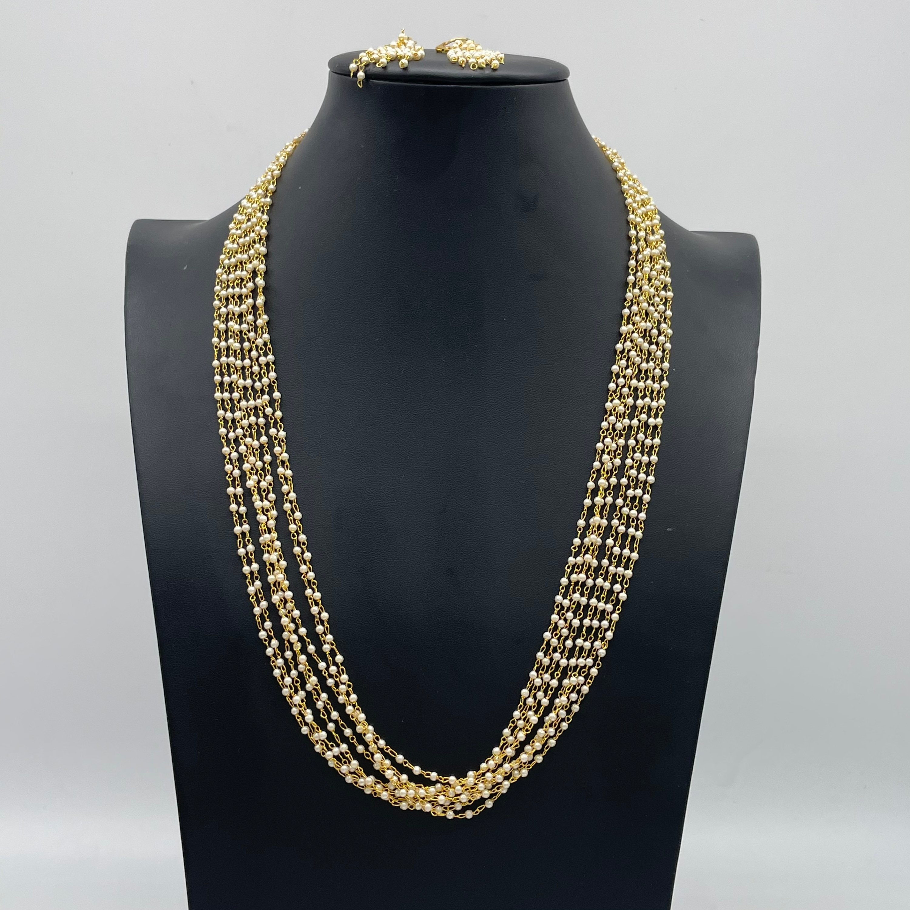 Long 5 Strand Layered Pearl Necklace- Order Wholesale