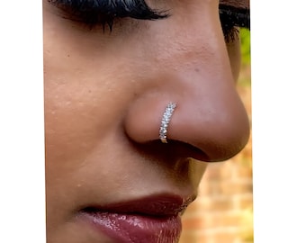 Dainty Nose Ring, No piercing Required/ Nath/ Indian Nose Ring/ Indian Jewelry/ Boho Jewelry/ Ethinic Jewlery/ Clip on Nose ring