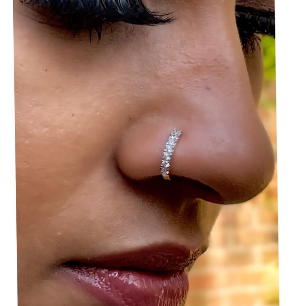 Dainty Nose Ring, No piercing Required/ Nath/ Indian Nose Ring/ Indian Jewelry/ Boho Jewelry/ Ethinic Jewlery/ Clip on Nose ring