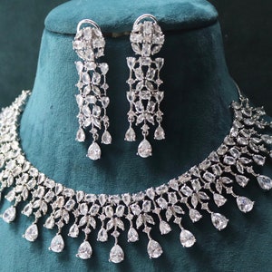 June CZ Diamond Necklace / Statement Jewelry/ Statement Necklace/ Elegant Jewelry/ Unique Jewelry/ Indian Jewelry/ CZ choker