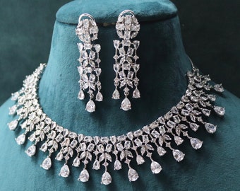 June CZ Diamond Necklace / Statement Jewelry/ Statement Necklace/ Elegant Jewelry/ Unique Jewelry/ Indian Jewelry/ CZ choker