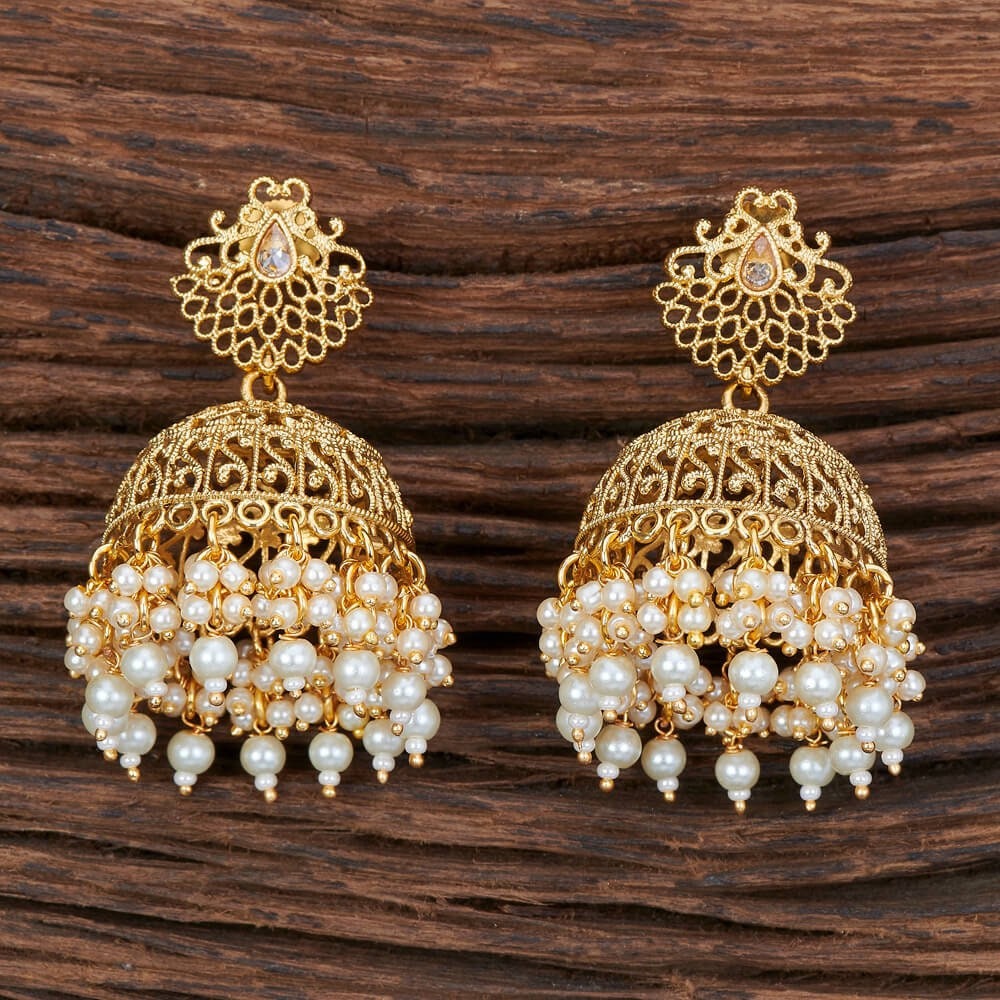 Buy White Gold Pearl Jhumka/punjabi Jewelry/bollywood Jewelry/gold Kundan  Jhumkas/trendyjhumka Earring/indian Jewelry/pakistani Jewelry Online in  India - Etsy