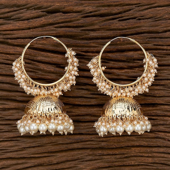 Buy CRUNCHY FASHION Punjabi Traditional Gold Finished Pink Kundan Pearl  Jhumki Style Earrings Online at Best Prices in India - JioMart.