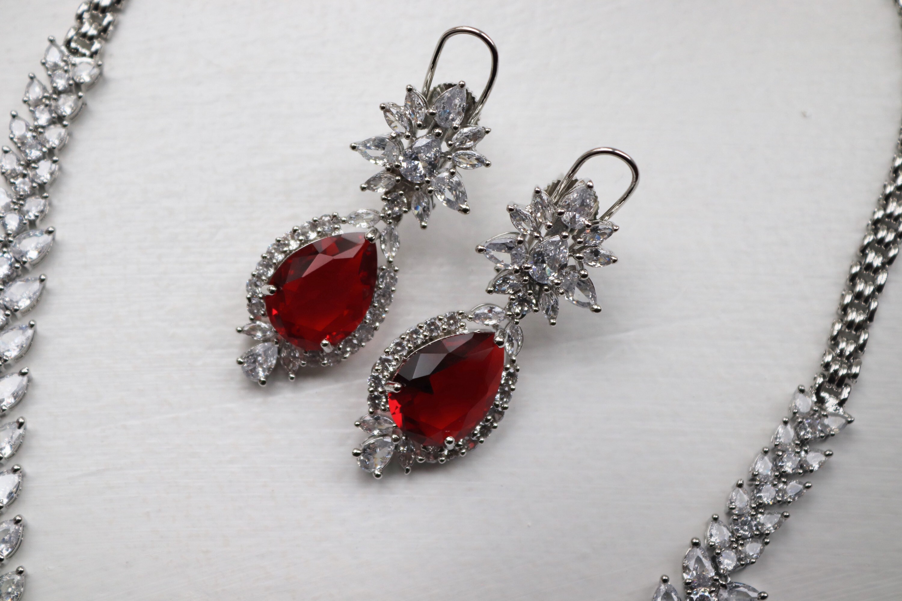 Ruby Cubic Zirconium Necklace/Indian Necklace/ Indian Jewelry/ Etsy