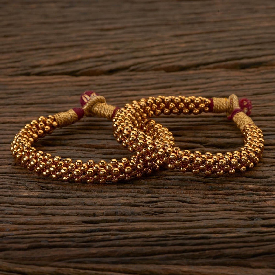 Gold Pearl 2 Thushi Bracelet Set/ Indian Bangle/ Gold Bangles/ | Etsy