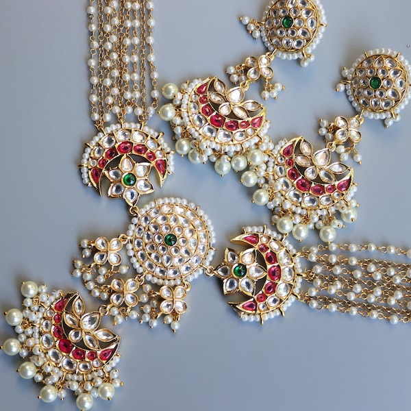 Jadau Kundan Necklace Set • Indian Jewelry Set • Indian Necklace Set • Bollywood Jewelry • Kundan Necklace • Punjabi Jewelry • Polki Jewelry