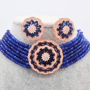 Mona Blue Choker / Indian Choker/ Indian Jewelry/ Pakistani Jewelry/ Bollywood Jewelry/ CZ Choker/ American Diamond/ Blue Choker