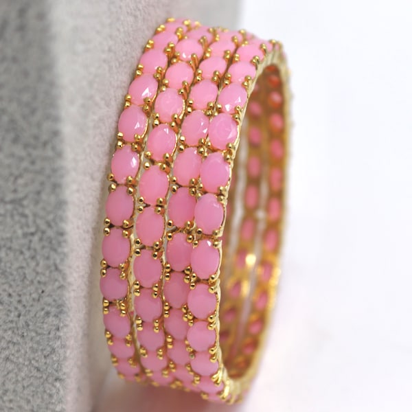 Pink Gold bangles / Indian Jewelry/ Indian Gold Bangle/ Pakistani Jewelry/ Bollywood Jewelry/ Punjabi Jewelry / Indian Jewelry/