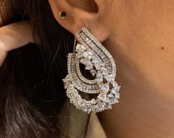 CZ Diamond Earrings | Crystal Earrings| Indian Studs | Indian Jewelry | Indian Earrings | Pakistani Jewelry | Crystal Studs | Studs