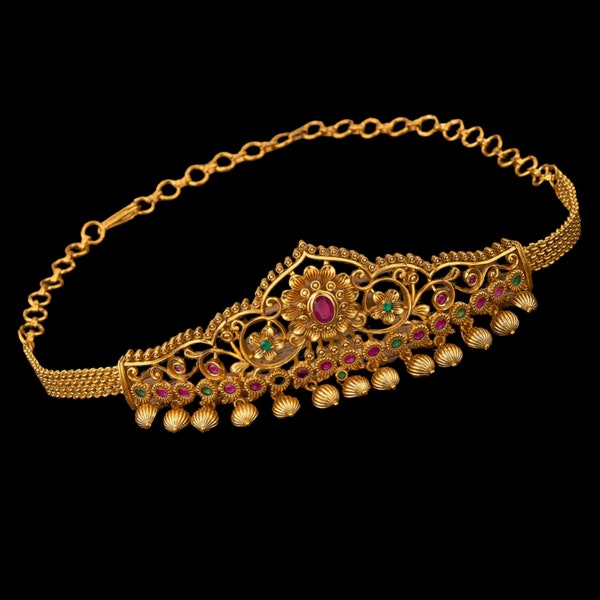 Baaju Bandh Ruby Green Peacock / Vanki/ Ananta/ Angada/ Armlet/ Indian Jewelery/ Gold Baju bandh/ Antique Vanki/ Indian wedding jewelry