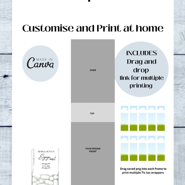 TIC TAC TEMPLATE label | Instant download | Blank template | fold over label | Tic tac label | mint favors editable label | wedding favor