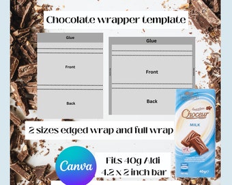 ALDI CHOCOLADE CANDY wikkel 2 X Standaard formaat sjablonen | Gemakkelijke, eenvoudige, lege bewerkbare Canva-sjabloon | Direct downloaden | Lege sjabloon |