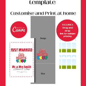 LOVE HEART EDITABLE label | Instant download | Blank template | fold over label | candy label | sweet favors editable label | wedding favor