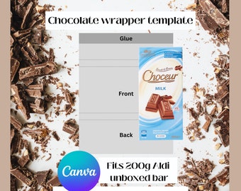 ALDI CHOCOLATE CANDY wrapper 200g large bar template| Easy simple blank editable Canva template | Instant download | Blank template | no box