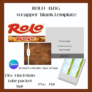 ROLO  candy wrapper | wedding favor | Easy simple blank editable Canva template | Instant download | Blank template | Cigar candy wrap