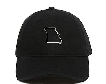 Gorra de béisbol bordada de algodón ajustable con diseño de mapa de Missouri