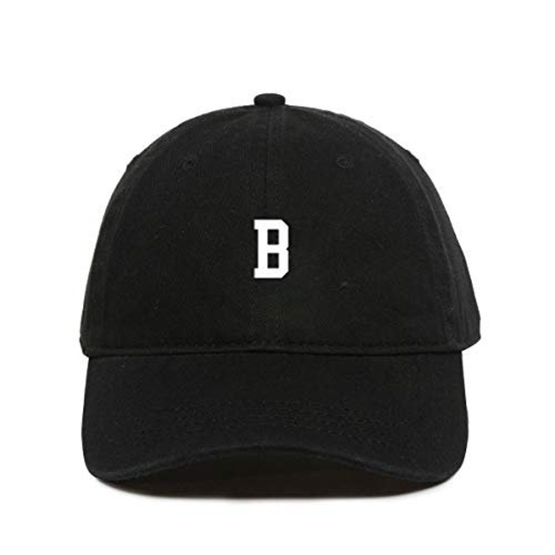 B Initial Letter Baseball Cap Embroidered Cotton Adjustable Dad Hat Etsy