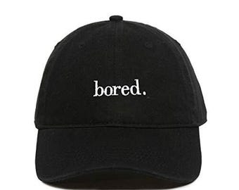 Aburrido. Gorra de béisbol bordada de algodón ajustable para papá