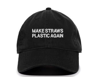 Rendi di nuovo le cannucce di plastica Cappello da baseball ricamato Cappello da papà regolabile in cotone