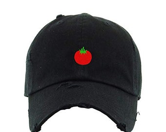 Tomato Vintage Baseball Cap Embroidered Cotton Adjustable Distressed Dad Hat