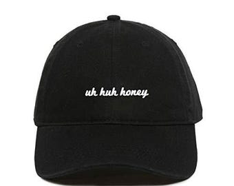 Cappello da baseball Uh Huh Honey ricamato in cotone regolabile per papà