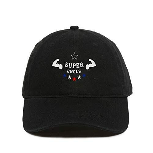 Tech Design 'Super Uncle Dad' Baseball Cap - Embroidered Cotton Adjustable Dad Hat (Light Grey)