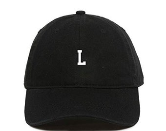 L Initial Letter Baseball Cap Embroidered Cotton Adjustable Dad Hat