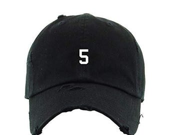 5 Jersey Number Dad Vintage Baseball Cap Embroidered Cotton Adjustable Distressed Dad Hat
