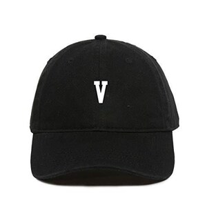 V Initial Letter Baseball Cap Embroidered Cotton Adjustable Dad Hat