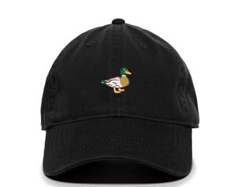 Cappello da baseball con anatra selvatica ricamato in cotone regolabile