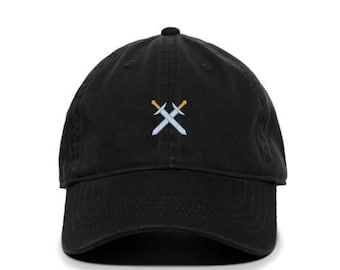 Gorra de béisbol bordada con espadas cruzadas, de algodón, ajustable