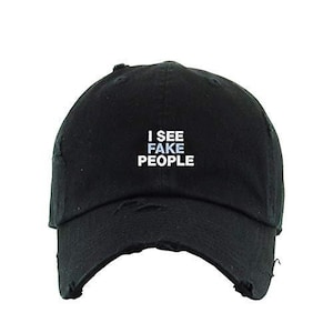 I See Fake People Vintage Baseball Cap Embroidered Cotton Adjustable Distressed Dad Hat