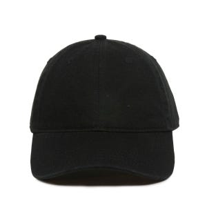 May include: A plain black baseball cap with a curved brim.