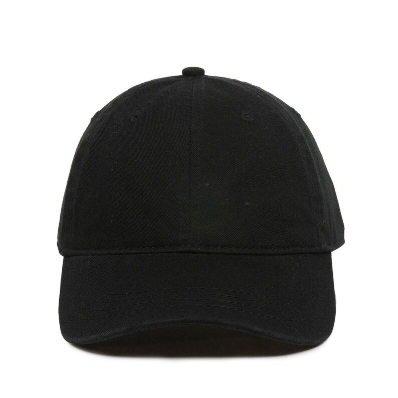 May include: A plain black baseball cap with a curved brim.