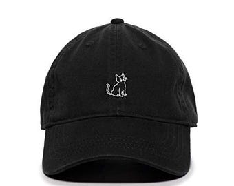 Cat Baseball Cap Embroidered Cotton Adjustable Dad Hat