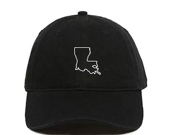 Louisiana Map Outline Dad Baseball Cap Embroidered Cotton Adjustable Dad Hat