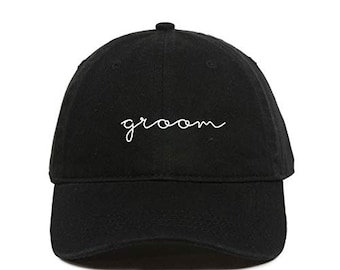 Groom Cursive Dad Baseball Cap Embroidered Cotton Adjustble Dad Hat