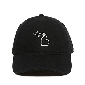 Michigan Map Outline Dad Baseball Cap Embroidered Cotton Adjustable Dad Hat