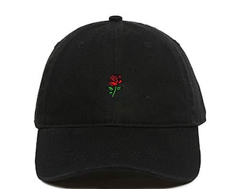 Cappello da baseball con rose ricamato in cotone regolabile per papà