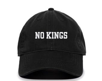 Cappellino da baseball ricamato anti-repubblicano "No Kings" con scritta "Democrats" e "No Kings" in cotone regolabile.