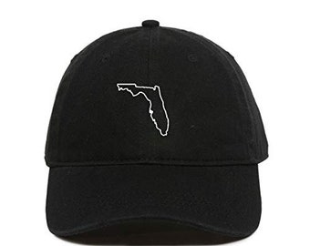 Florida Map Outline Dad Baseball Cap Embroidered Cotton Adjustable Dad Hat