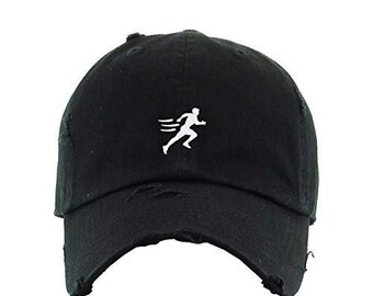 Gorra de béisbol vintage Running Man, bordada, de algodón, ajustable, desgastada