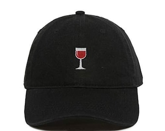 Red Wine Glass Baseball Cap Embroidered Cotton Adjustable Dad Hat