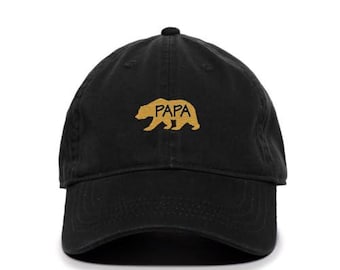 Papa Bear Embroidered Baseball Cap Cotton Adjustable Dad Hat
