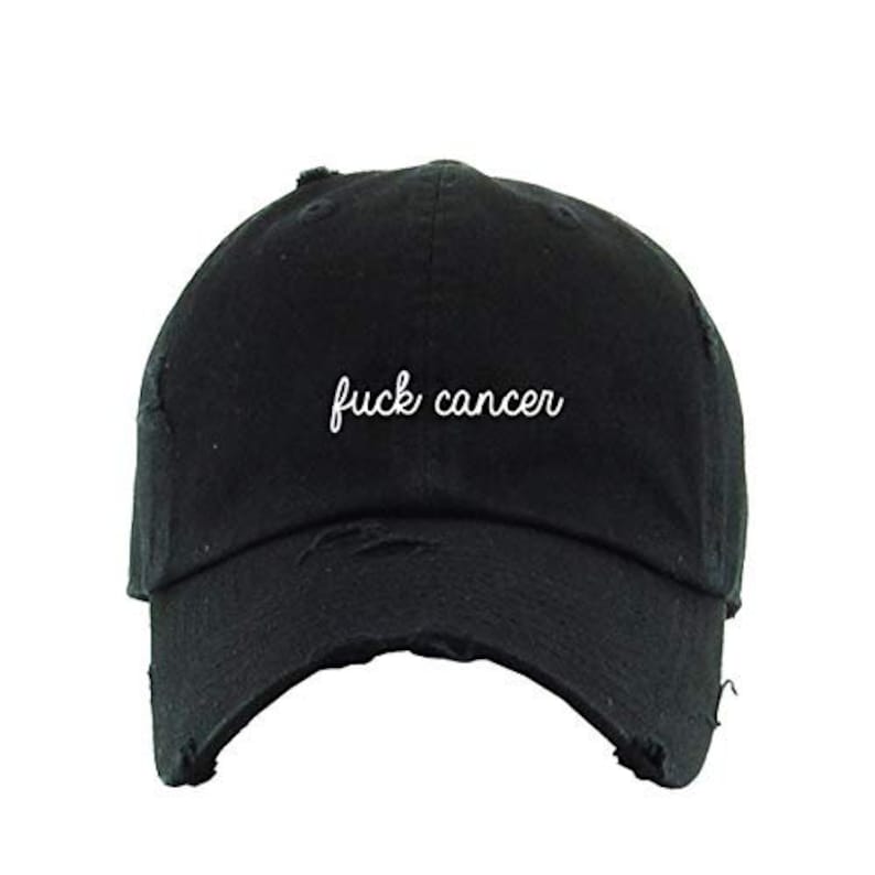 Fuck Cancer Vintage Baseball Cap Embroidered Cotton Adjustable Distressed Dad Hat 