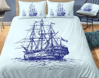 Pirate duvet cover | Etsy Pirate Ship Duvet Cover