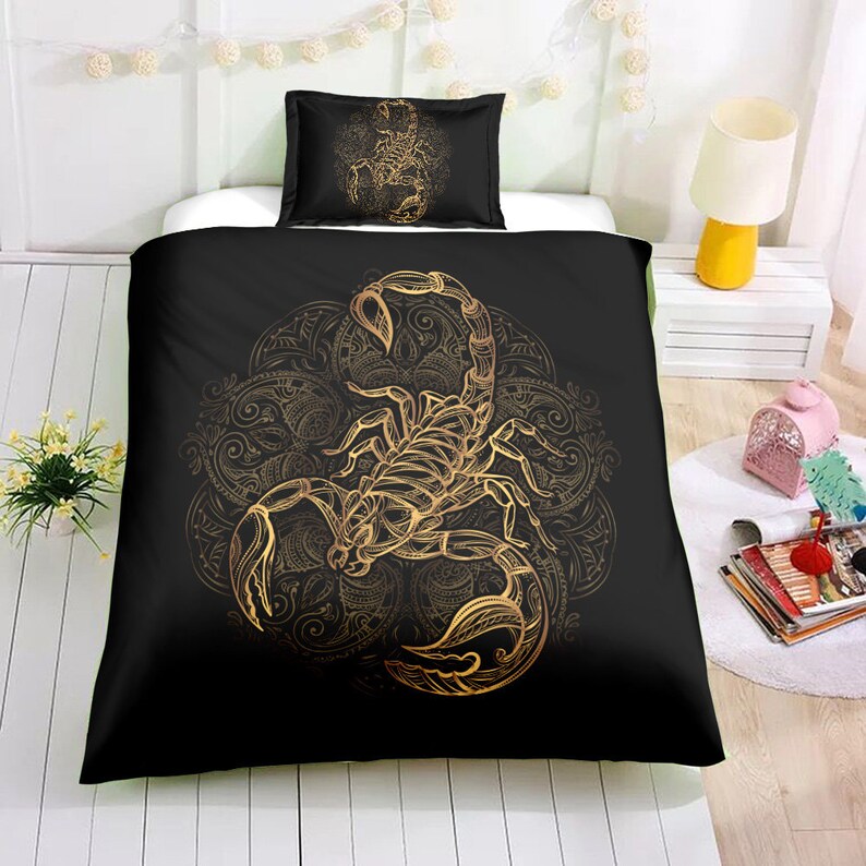 Scorpion Duvet Cover Black Scorpio Bedding Set Comforter Sham Bedroom Decor Bedroom Textils Gift For Him