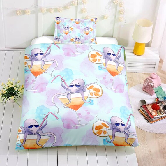 Funny Octopus Duvet Cover Set Summer Bedding Bedding Set Etsy