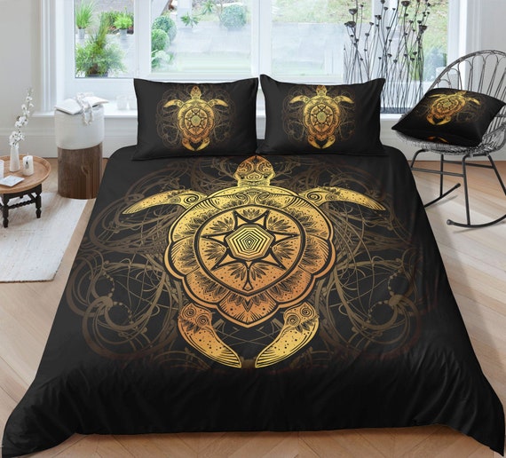 Turtle Sea Duvet Cover Set Cute Turtle Bedding Ethnic Etsy